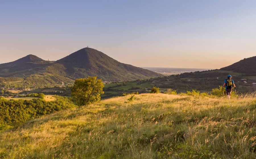 Praticante di Nordic Walking tra le Colline Euganee
